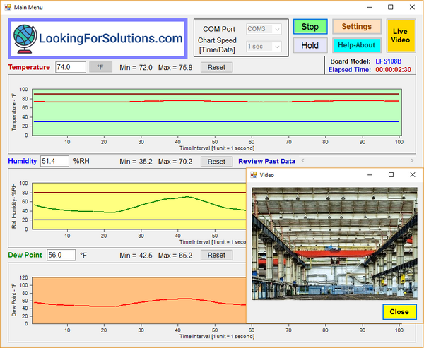 Ambient Temperature, Humidity, Dew Point Temperature sensing software