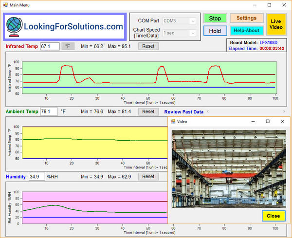 Non-contact Infrared & Ambient Temperature, Humidity sensing PC software