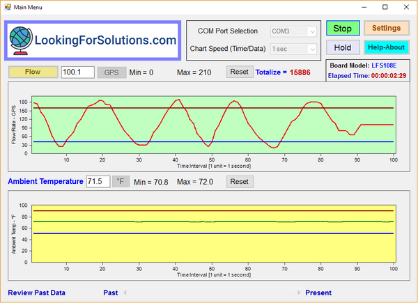 Flow and Ambient Temperature sensing software